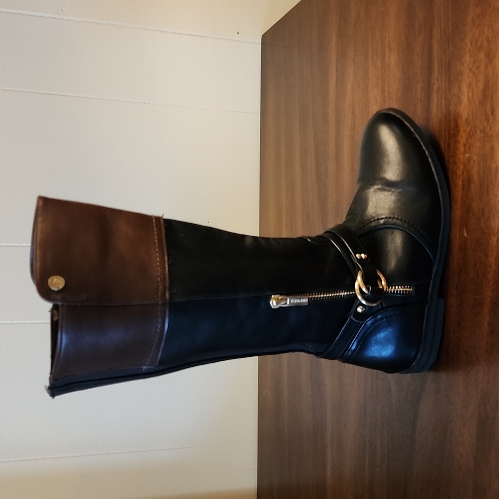 Girls Nine West Side Zip Boots - Black / Brown - Shoe (Size 3M) west